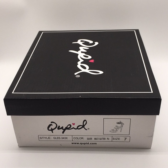 Qupid Woman’s Silver Multi Glitter Open Toe High Heels Size 7 - Picture 3 of 13